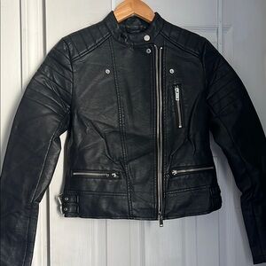 Leather biker moto jacket